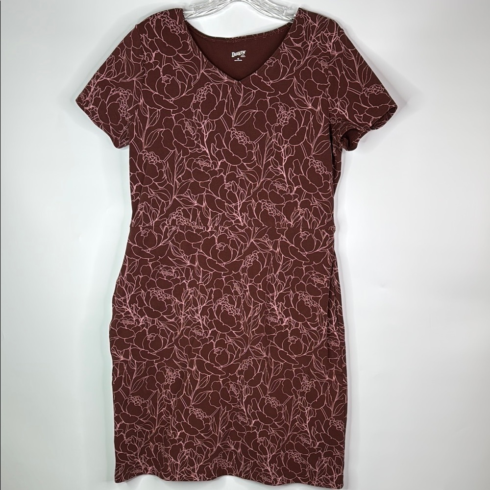 Duluth Trading Co NoGa Naturale Cotton Red Short Sleeve Dress Medium
